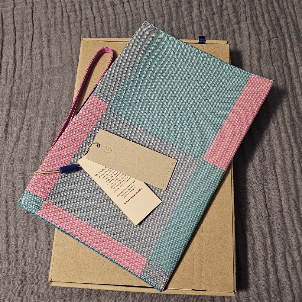 Rothy's Big Blue Check Essential Pouch With Magnets Store Exclusive